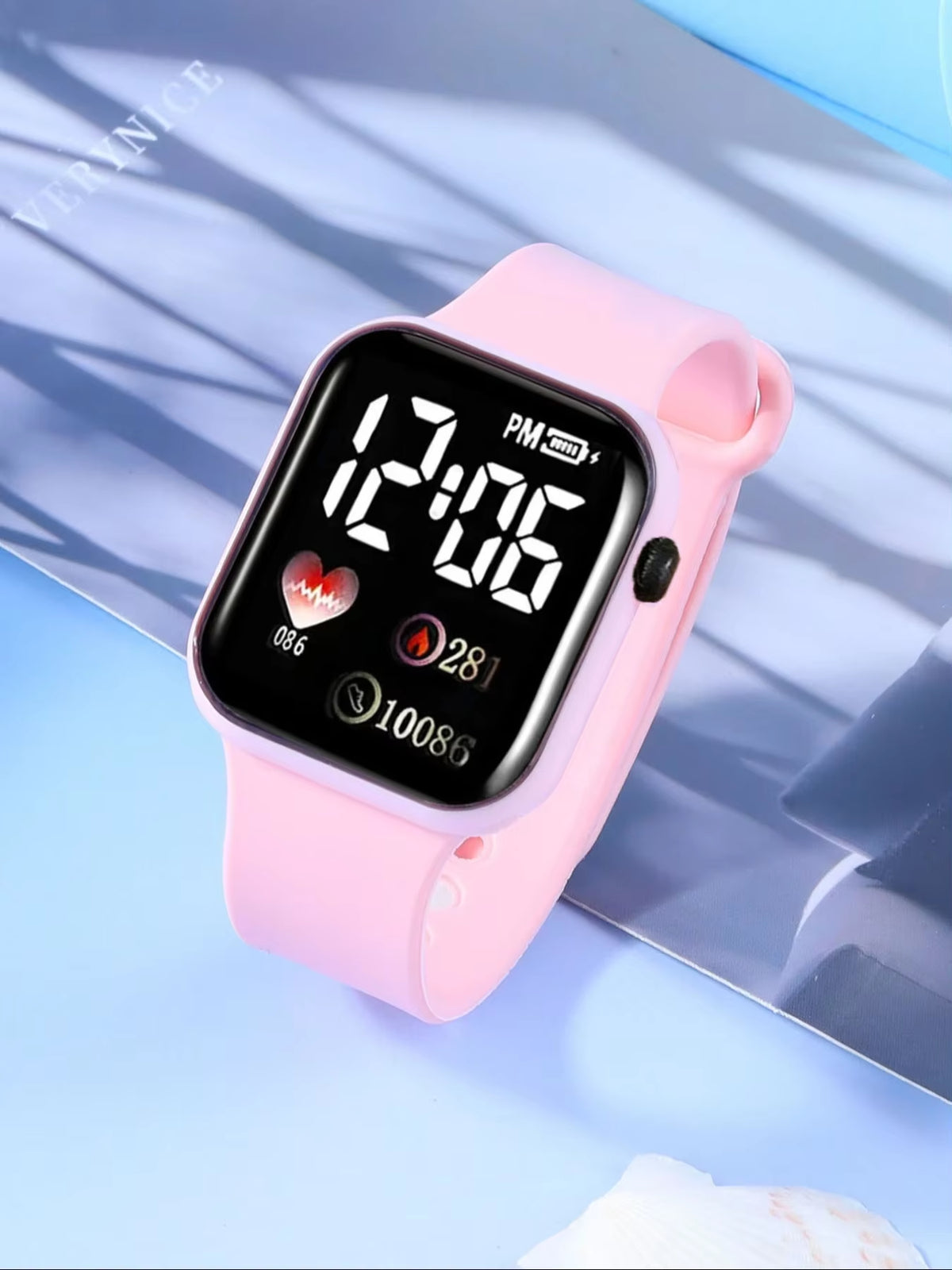 Girls' Pink Watch & Jewellery Gift Set – LED Watch, Butterfly & Pearl Accessories