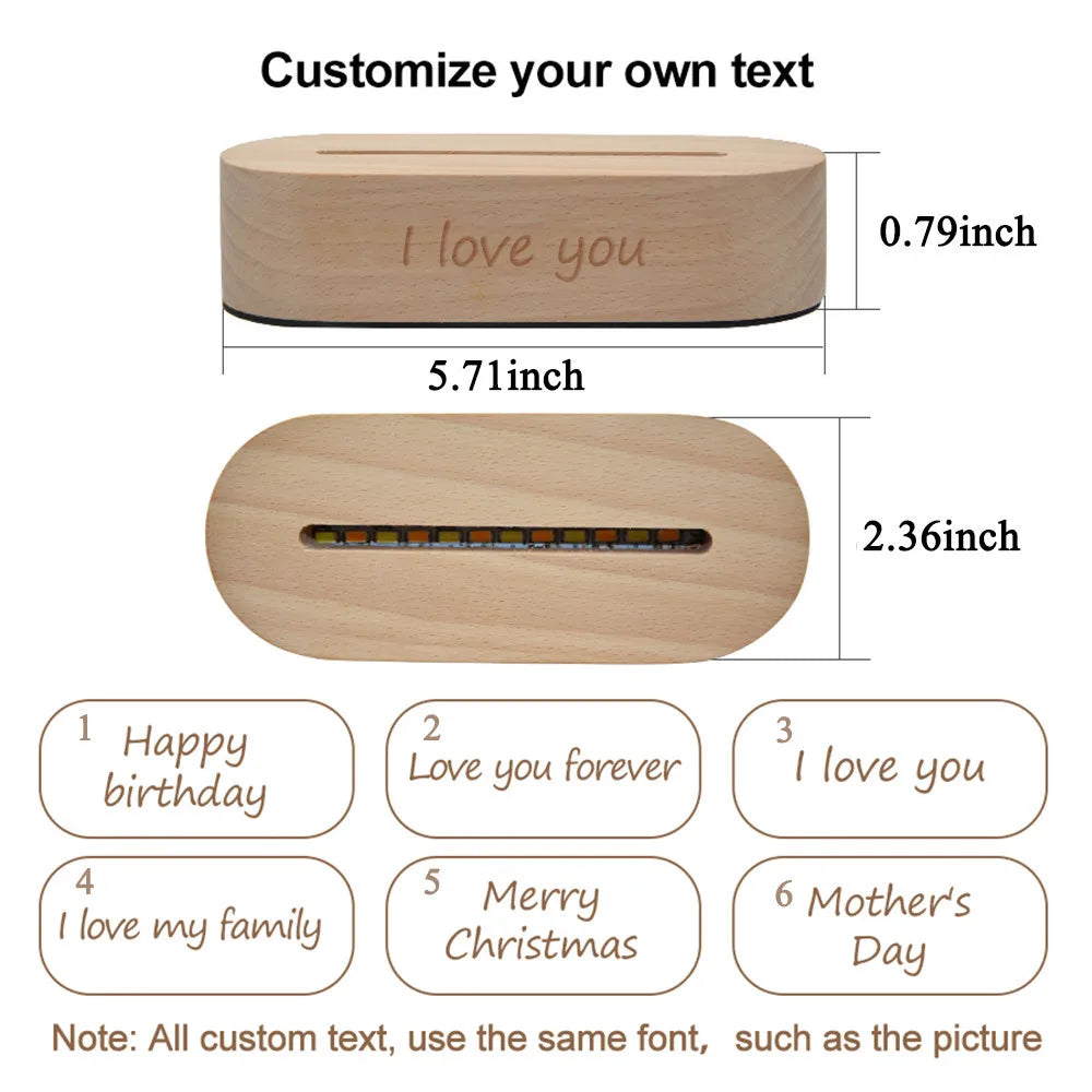 Personalized double-heart infinity names LED night light