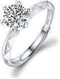 925Silver Moissanite Adjustable Engagement Ring, Promise Eternity Ring for Women,Wedding Rings,Jewelry Gift,Friendship Promise Fashion Jewelry Valentine Gifts for Women