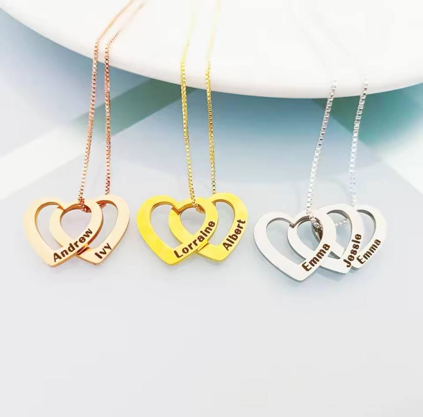 Customized Name Necklace For Women Stainless Steel Heart Carving Pendant Family  Jewelry  Choker Girlfriend Gift Bijoux Femme image 1