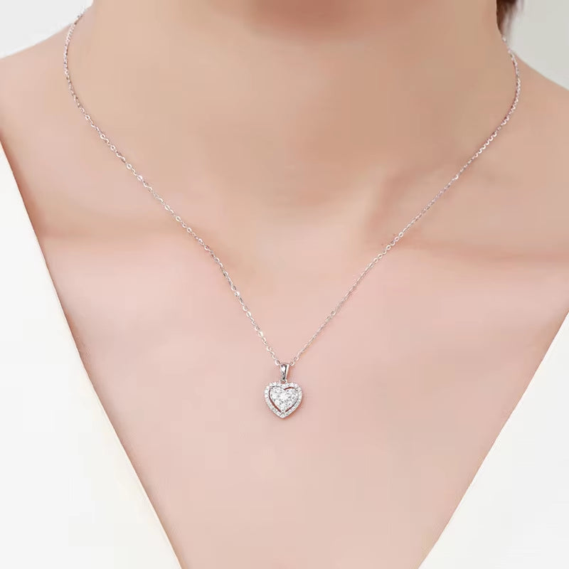 Love Cubic Zirconia Pendant Necklace for Women Romantic Luxury Female Wedding Necklace High Quality Silver Color Jewelry