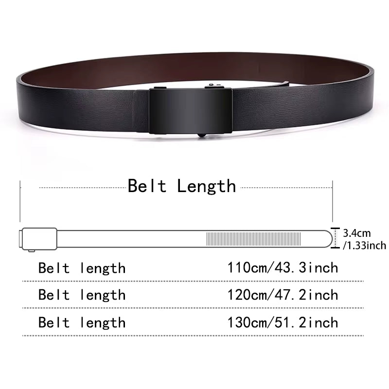 Men Leather Belt Black Metal Toothless Automatic Buckle Business Casual PU Leather Men'S Fashion High Quality Belt