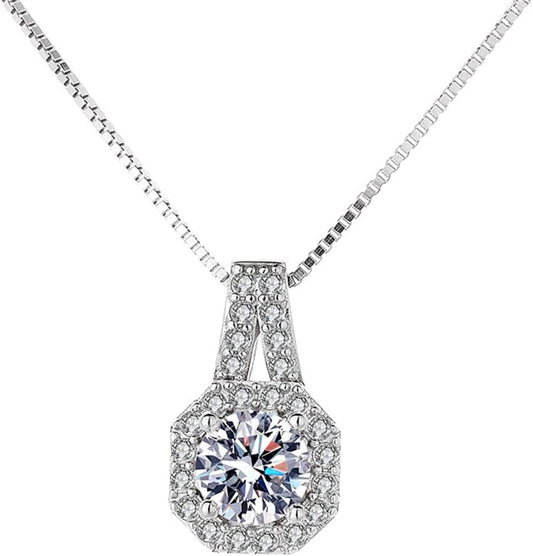 14K Gold Plated Heart Diamond Necklace Sparkle Solitaire Pendant Halo Necklace for Women Classic Luxury Love Clavicle Neckband Valentine'S Day Gift