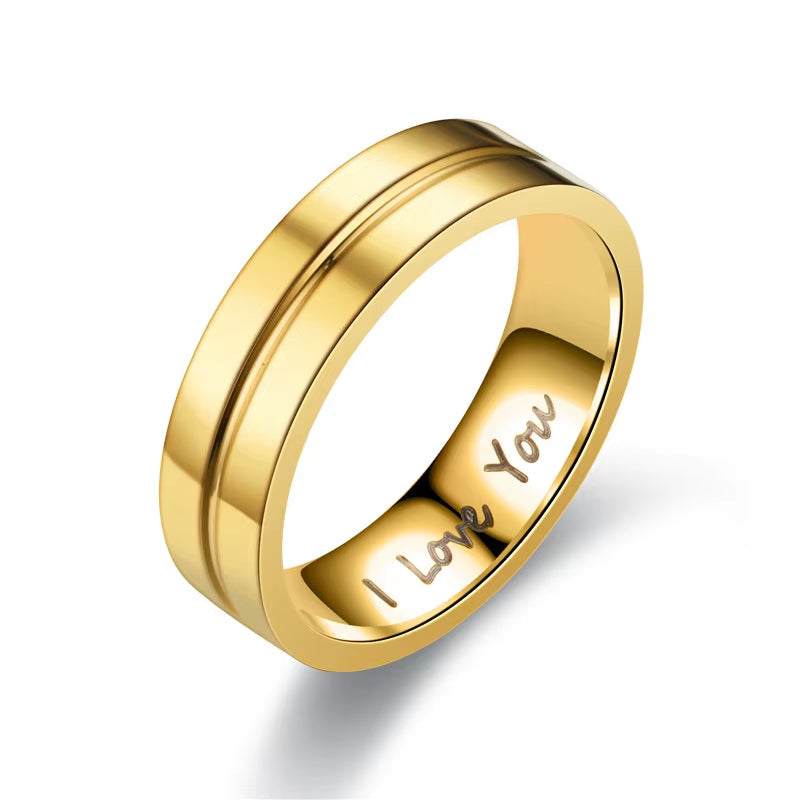 Fashion Stainless Steel Couple Engagement Rings for Women Men Crystal I LOVE YOU Ring 2021 Wedding Jewelry Gift