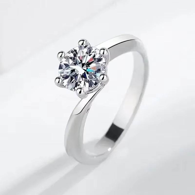 With Credentials Never Fade 18K White Gold Color Ring round Zircon Diamant Wedding Band Accessories Women Classic Jewelry