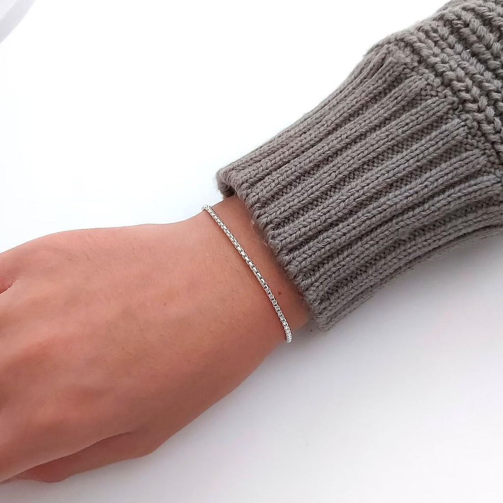 Silver Layered Chain Bracelets for Men, Size 7"/7.5"/8" Silver Rope Figaro Mens Bracelet Set Men Jewelry Gifts for Dad Boyfriend Husband