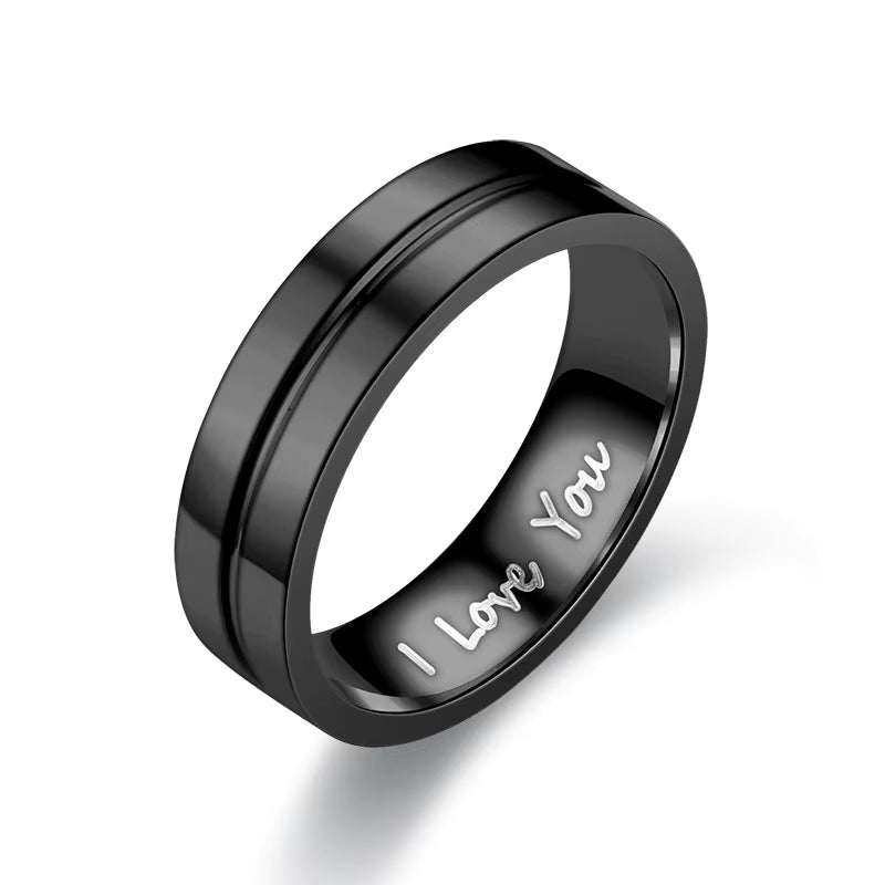 Fashion Stainless Steel Couple Engagement Rings for Women Men Crystal I LOVE YOU Ring 2021 Wedding Jewelry Gift