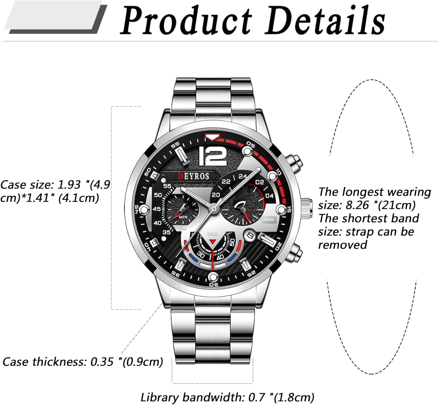 Men'S Wrist Watch: Big round Dial 3 Time Zone Decor Analog Quartz Wrist Watches for Men Waterproof Luminous Wristwatches Business Work Sport Casual Dress Watch