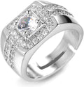 Gold Diamond Ring Iced Out, Men'S 18K Real Gold Plated/Platinum White Gold Finish Ring Size Adjustable with Free Giftbox