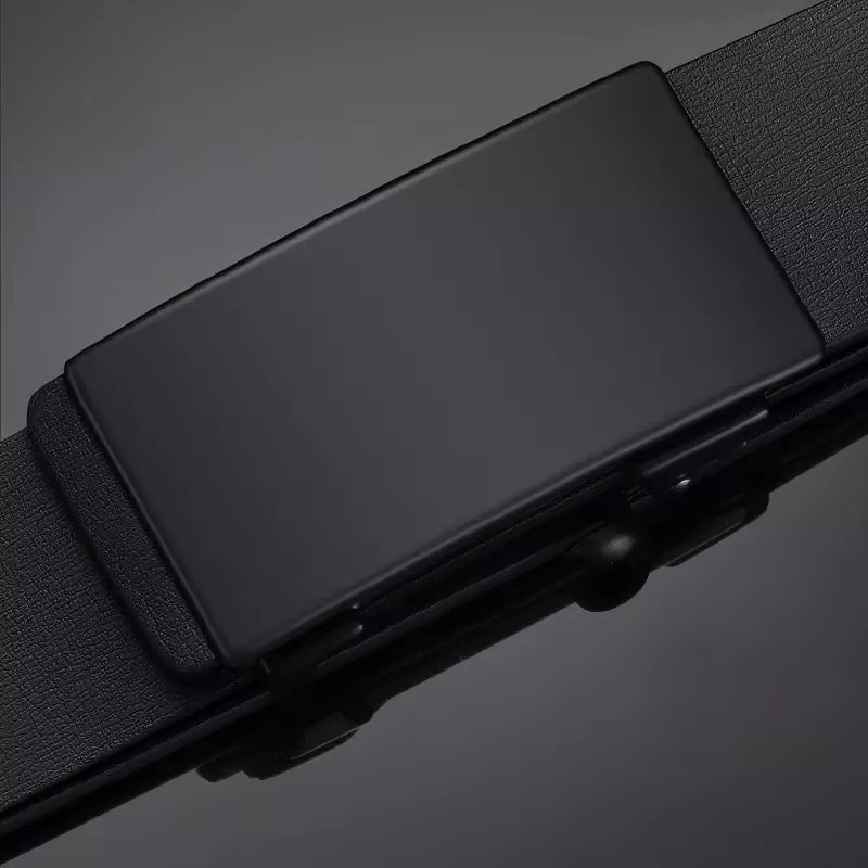 Men Leather Belt Black Metal Toothless Automatic Buckle Business Casual PU Leather Men'S Fashion High Quality Belt