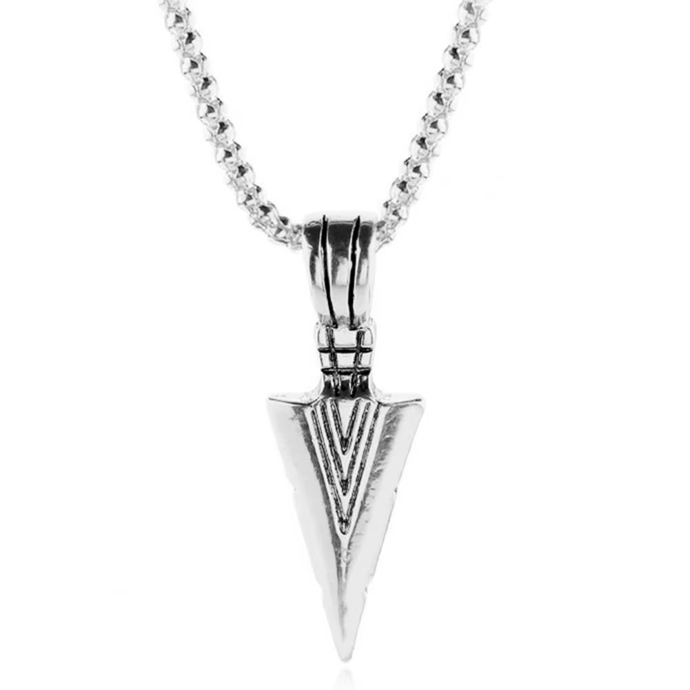 Men Necklace Hip Hop Vintage Arrow Necklace Stainless Steel Hip Hop Pendant Sweater Necklace Gift Jewelry Necklace for Men