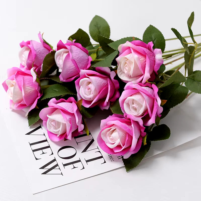 3/5/10/20Pcs Roses Artificial Flowers Rose Flower Branch Artificial Red Roses Realistic Fake Rose for Wedding Home Decor