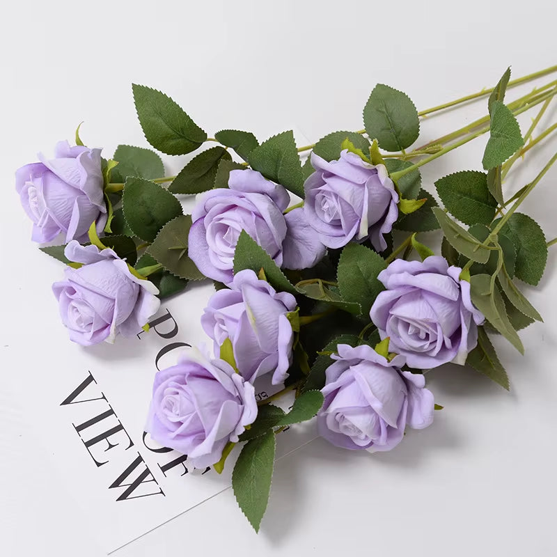 3/5/10/20Pcs Roses Artificial Flowers Rose Flower Branch Artificial Red Roses Realistic Fake Rose for Wedding Home Decor