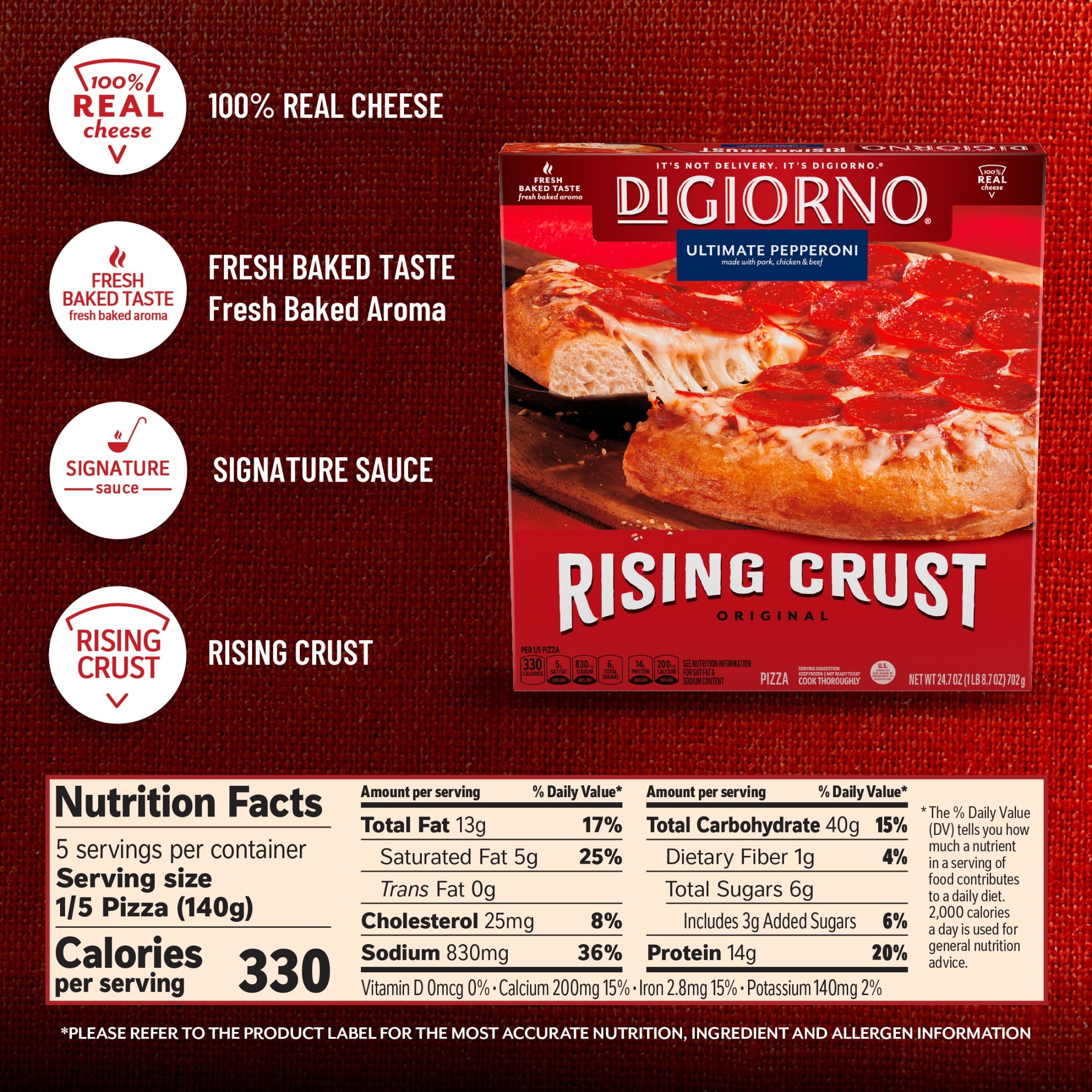 Rising Crust Pepperoni Pizza,  Free Coke image 6