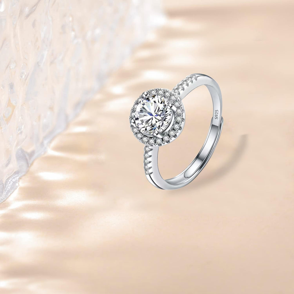 Moissanite Adjustable Engagement Ring, Promise Eternity Ring for Women,Wedding Rings,Jewelry Gift,Friendship Promise Fashion Jewelry Valentine Gifts for Women