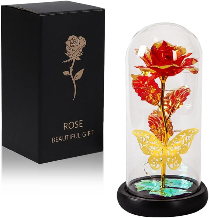 Eternal Glass Rose Gift - Ideal Gift for Mom, Wife, Daughter, Lady, for Mother'S Day, Christmas, Wedding Anniversary, Valentine'S Day (Red)