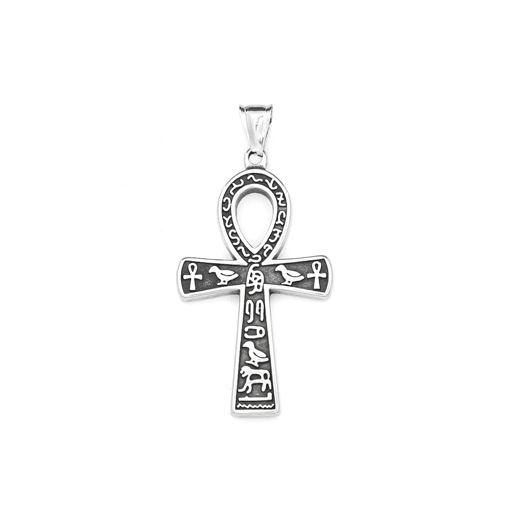Vintage Fashion Ancient Egyptian Ankh Cross Pendant Necklace for Men Women Stainless Steel Amulet Jewelry Gifts Dropshipping