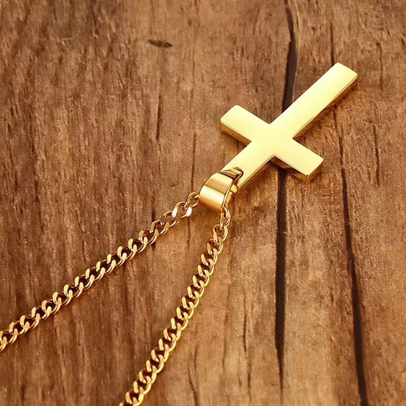 Fashion Cross Necklaces for Women Gold Silver Color Crucifix Pendant Chain Necklace Men Trendy Faith Prayer Jewelry
