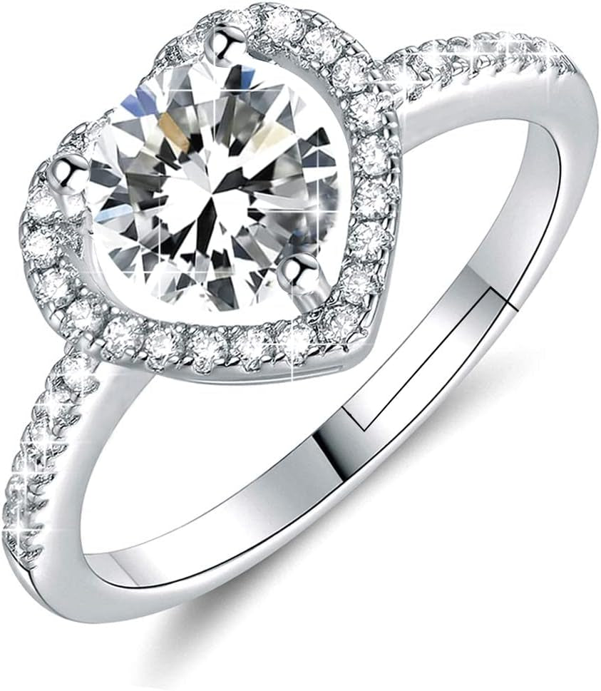 925Silver Moissanite Adjustable Engagement Ring, Promise Eternity Ring for Women,Wedding Rings,Jewelry Gift,Friendship Promise Fashion Jewelry Valentine Gifts for Women