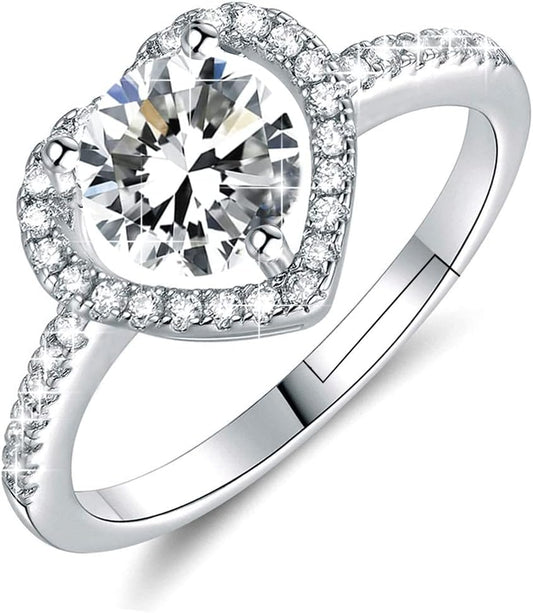 925Silver Moissanite Adjustable Engagement Ring, Promise Eternity Ring for Women,Wedding Rings,Jewelry Gift,Friendship Promise Fashion Jewelry Valentine Gifts for Women