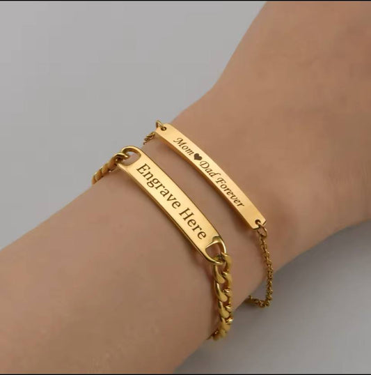 Customized Punk Engrave Name Custom Bracelets Gold Color Stainless Steel Thick Hand Chain Customized Couple Men Women Jewelry Gift image 0