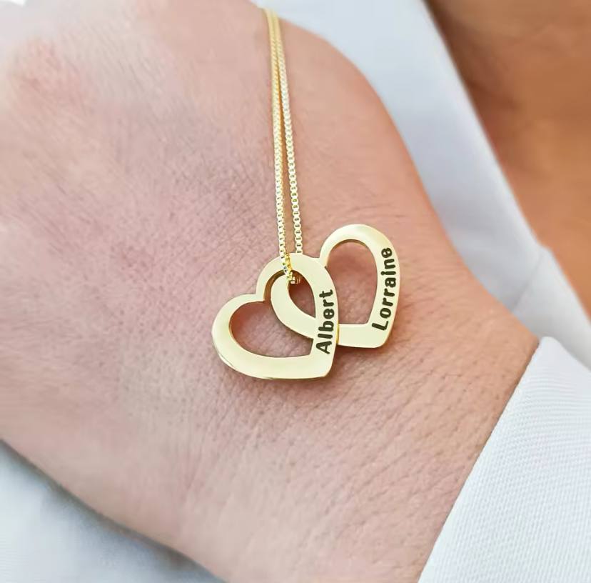 Customized Name Necklace For Women Stainless Steel Heart Carving Pendant Family  Jewelry  Choker Girlfriend Gift Bijoux Femme image 3