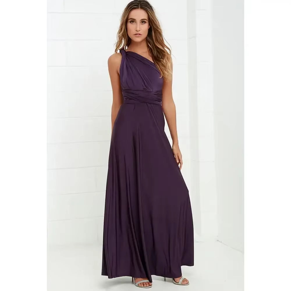 Fashion Multi-Worn V-Neck Vestidos De Fiesta Women Long Dress Sexy Strapped Lady Summer Maxi Dress