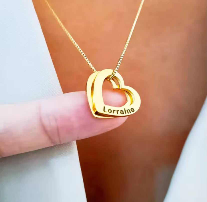 Customized Name Necklace For Women Stainless Steel Heart Carving Pendant Family  Jewelry  Choker Girlfriend Gift Bijoux Femme image 0