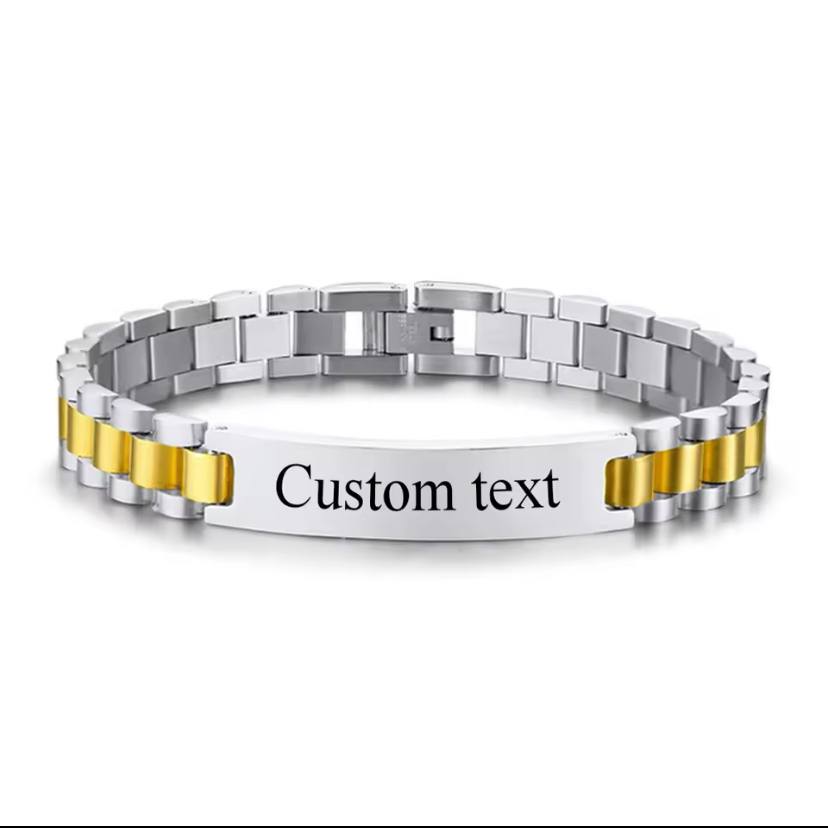 Customized Text Name Men Stainless Steel Bracelet watch band Personalized Engrave Logo Id Bracelets For Women Gift Jewelry image 0