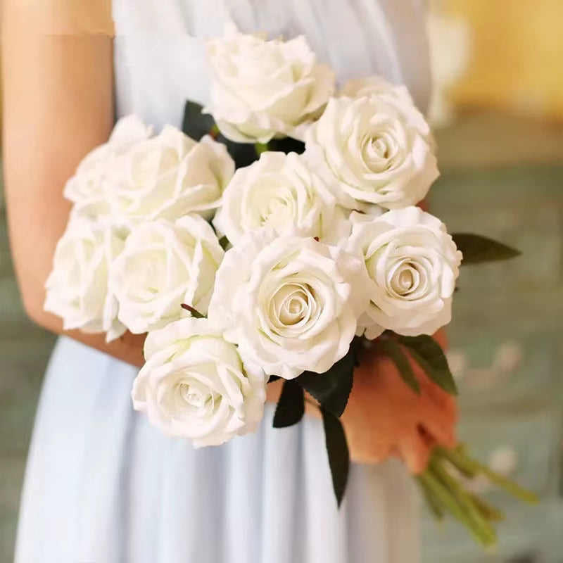 3/5/10/20Pcs Roses Artificial Flowers Rose Flower Branch Artificial Red Roses Realistic Fake Rose for Wedding Home Decor