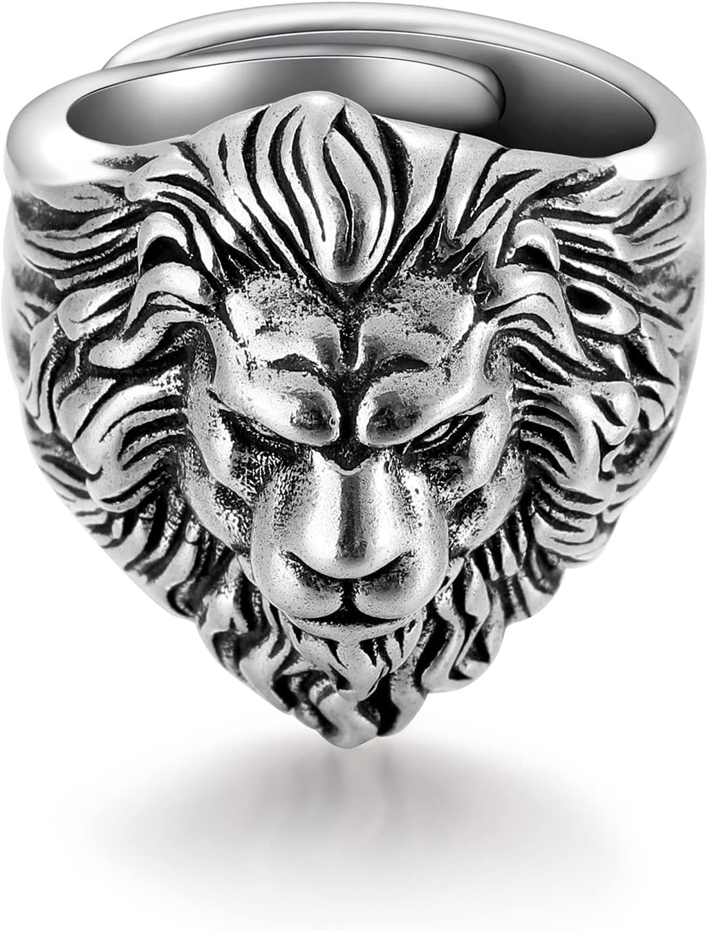 Lion Ring for Men Titanium Stainless Steel Open Adjustable Ring