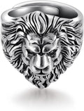 Lion Ring for Men Titanium Stainless Steel Open Adjustable Ring