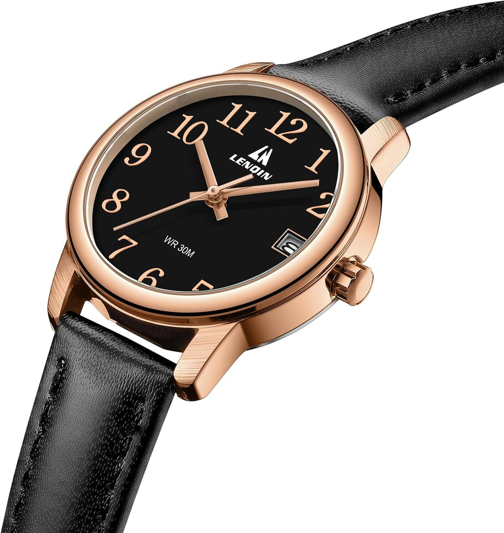 Womens Watch Analog Quartz Waterproof Ladies Watches for Women Easy Read Women'S Wrist Watches with Leather Strap Luminous Dial