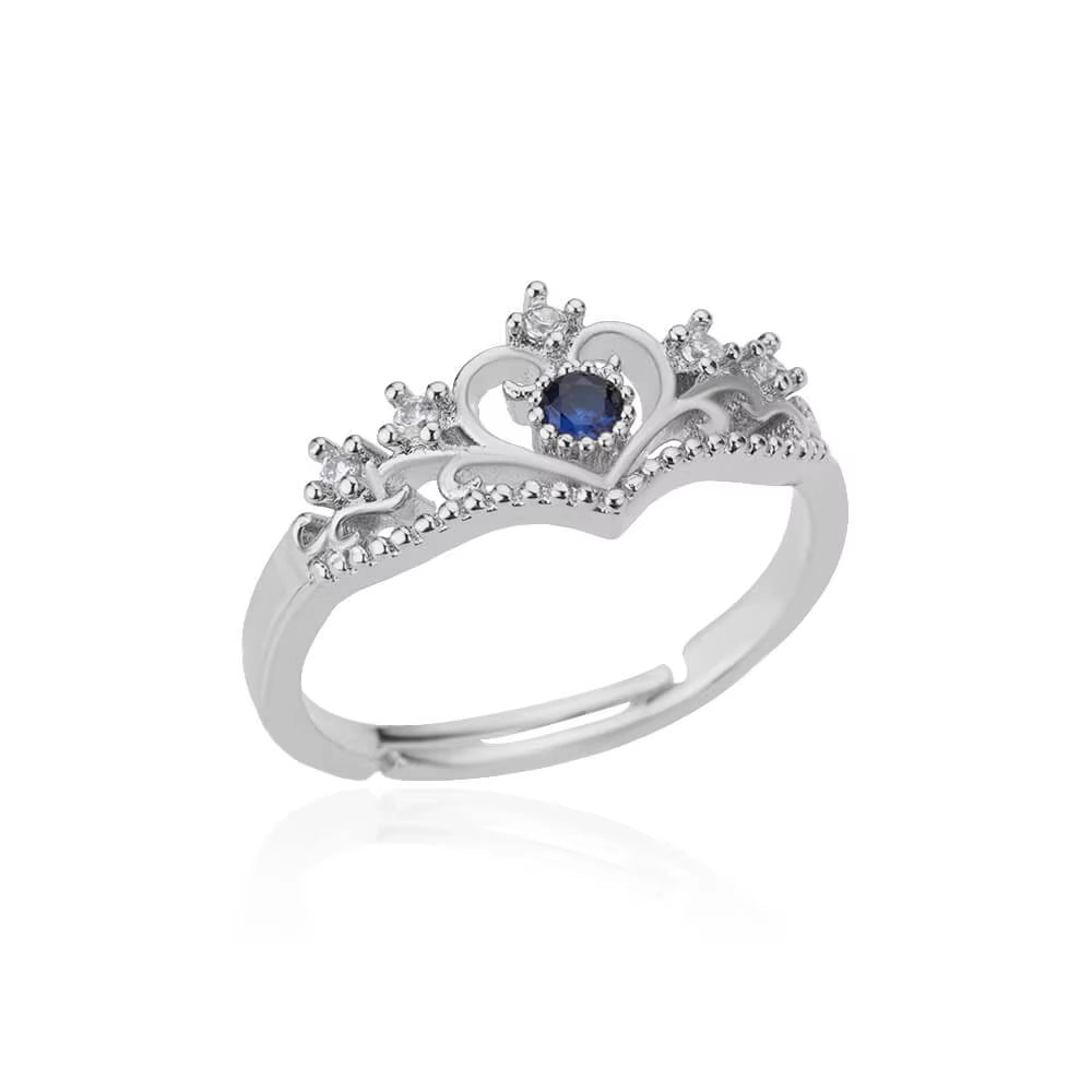 Blue Zircon Crown Rings for Women Stainless Steel Adjustable Crown Ring 2023 Trend Design Female Wedding Jewerly Free Shipping
