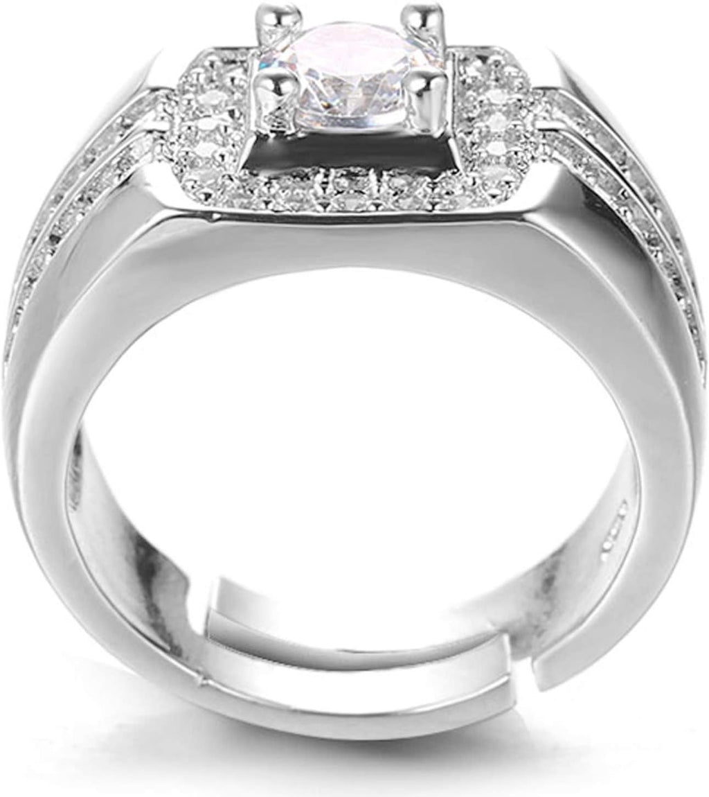 Gold Diamond Ring Iced Out, Men'S 18K Real Gold Plated/Platinum White Gold Finish Ring Size Adjustable with Free Giftbox