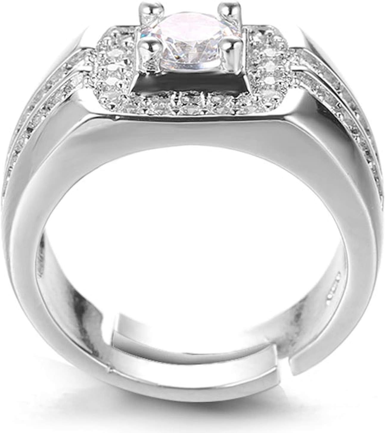 Gold Diamond Ring Iced Out, Men'S 18K Real Gold Plated/Platinum White Gold Finish Ring Size Adjustable with Free Giftbox