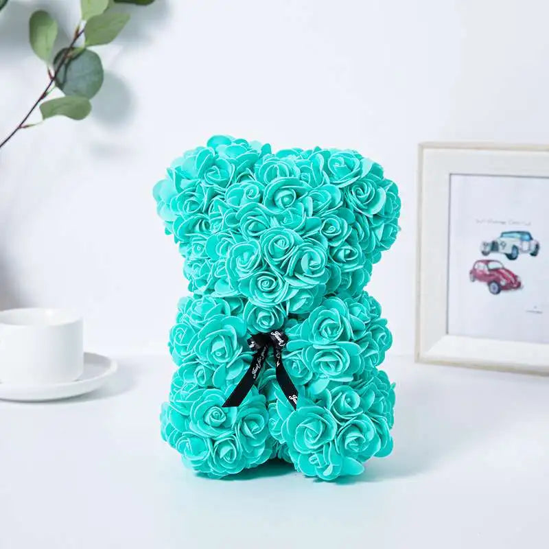 Romantic Valentine'S Day Creative Eternal Flower Rose Bear Christmas Gift Rose Bear Hug Bear Wedding Flower Decoration Gift