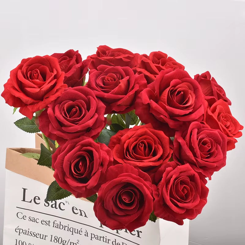 3/5/10/20Pcs Roses Artificial Flowers Rose Flower Branch Artificial Red Roses Realistic Fake Rose for Wedding Home Decor
