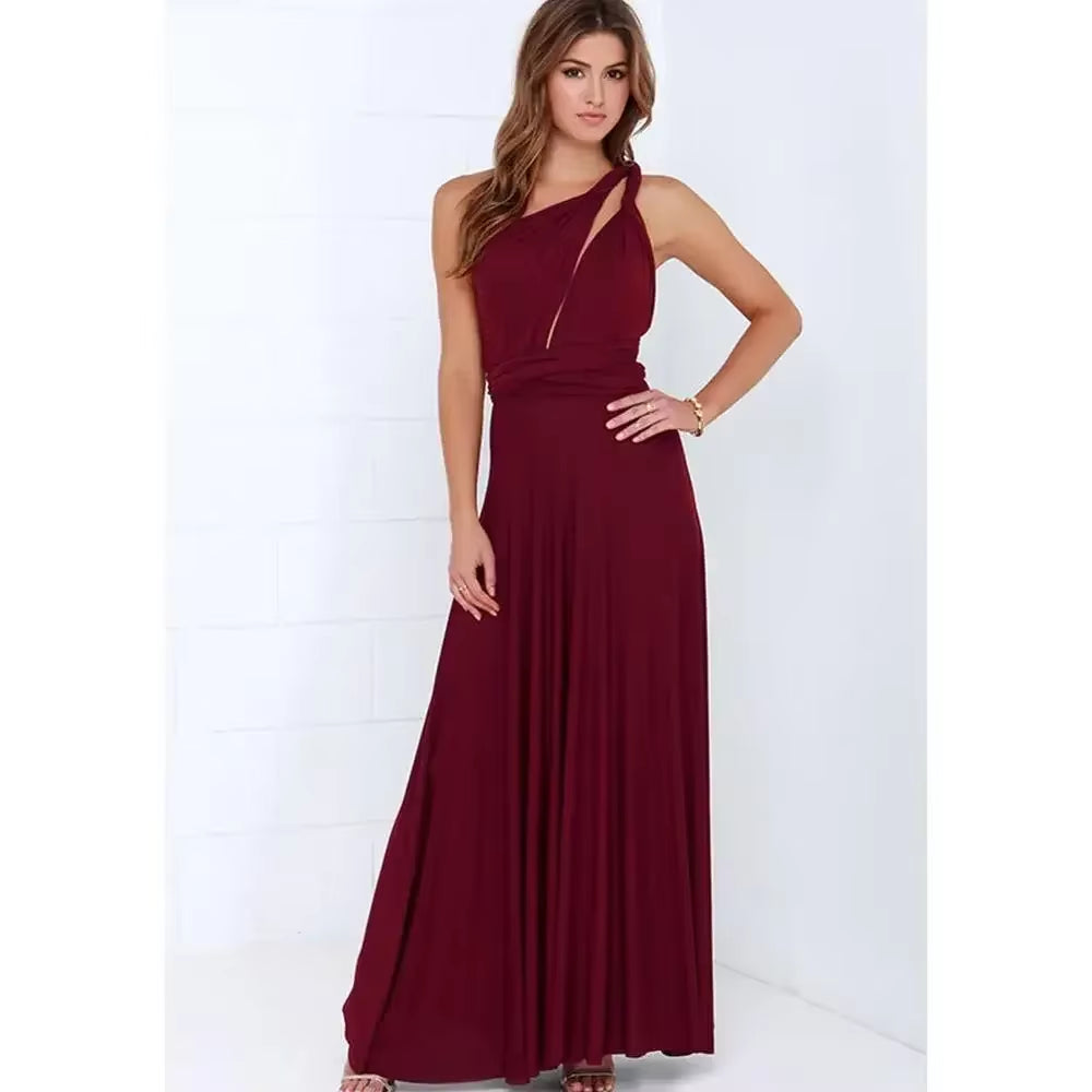 Fashion Multi-Worn V-Neck Vestidos De Fiesta Women Long Dress Sexy Strapped Lady Summer Maxi Dress