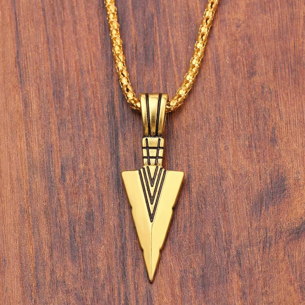 Men Necklace Hip Hop Vintage Arrow Necklace Stainless Steel Hip Hop Pendant Sweater Necklace Gift Jewelry Necklace for Men