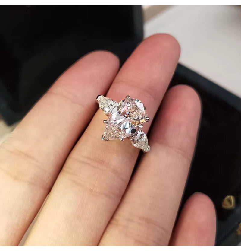 Luxury Crystal Water Drop CZ Rings Women Proposal Engagement Ring Exquisite Wedding Anniversary Gift Party Trendy Jewelry