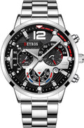 Men'S Wrist Watch: Big round Dial 3 Time Zone Decor Analog Quartz Wrist Watches for Men Waterproof Luminous Wristwatches Business Work Sport Casual Dress Watch