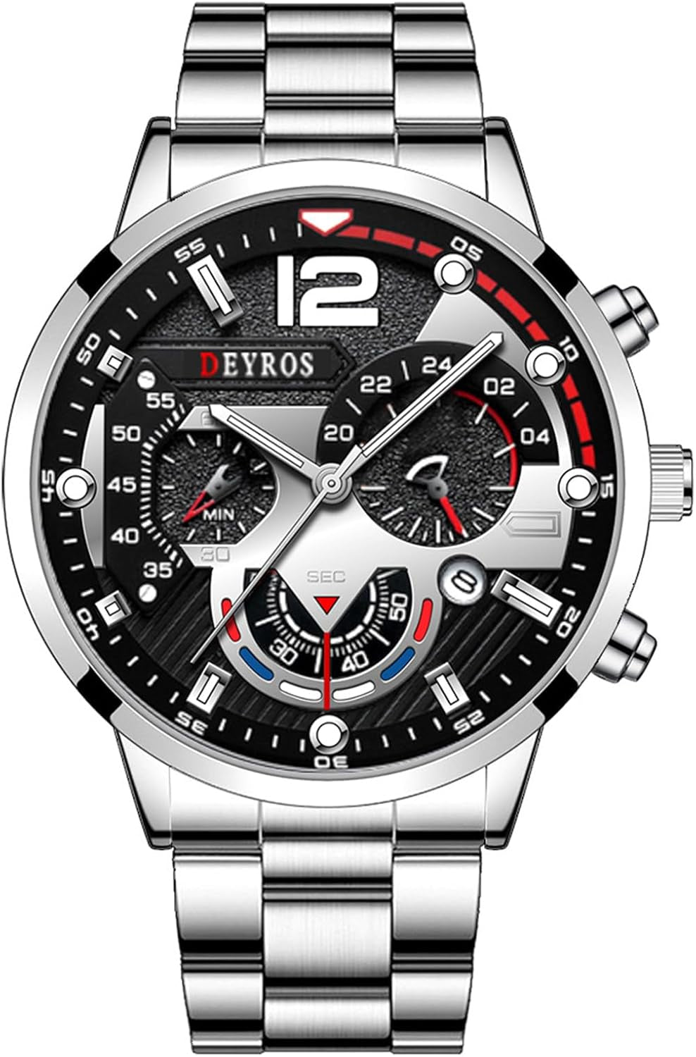 Men'S Wrist Watch: Big round Dial 3 Time Zone Decor Analog Quartz Wrist Watches for Men Waterproof Luminous Wristwatches Business Work Sport Casual Dress Watch