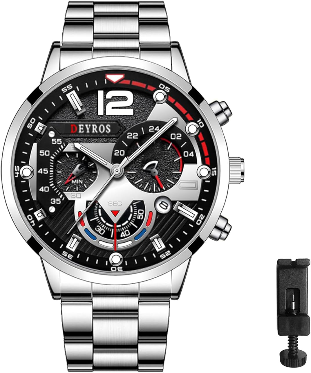 Men'S Wrist Watch: Big round Dial 3 Time Zone Decor Analog Quartz Wrist Watches for Men Waterproof Luminous Wristwatches Business Work Sport Casual Dress Watch
