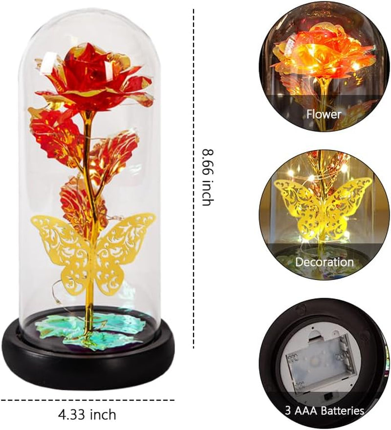 Eternal Glass Rose Gift - Ideal Gift for Mom, Wife, Daughter, Lady, for Mother'S Day, Christmas, Wedding Anniversary, Valentine'S Day (Red)