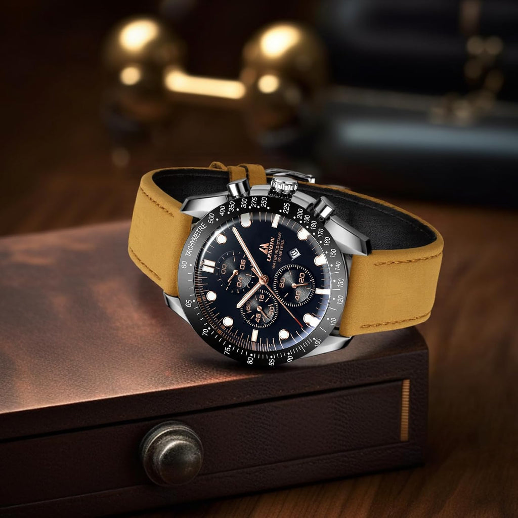 Mens Watches Leather Watch Analog Quartz Watch for Men Luminous Luxury Fashion Business Casual 30M Waterproof Men'S Wrist Watches with Date