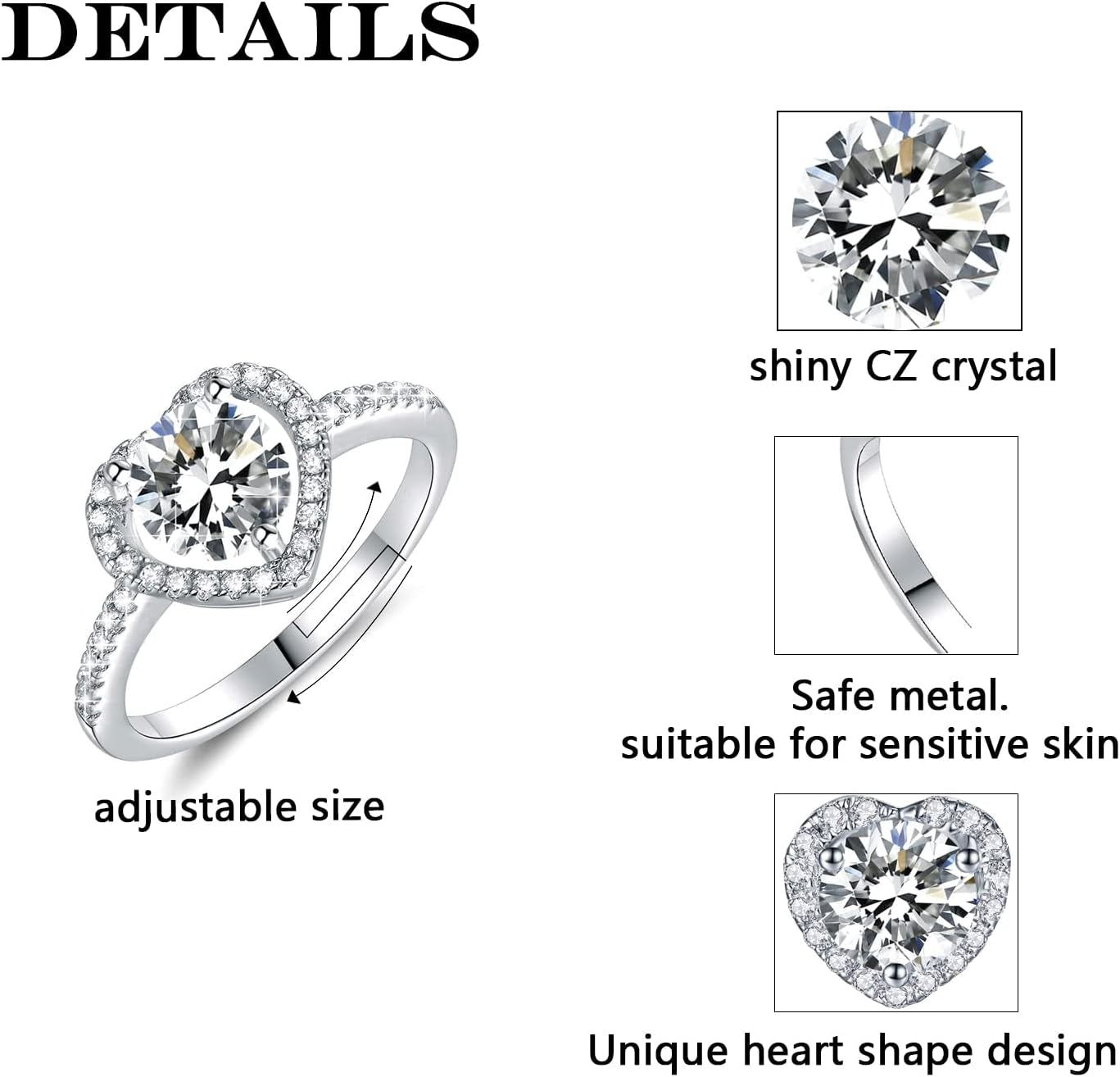 925Silver Moissanite Adjustable Engagement Ring, Promise Eternity Ring for Women,Wedding Rings,Jewelry Gift,Friendship Promise Fashion Jewelry Valentine Gifts for Women