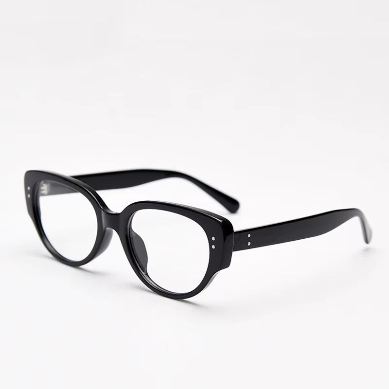 2024 Fashion Unisex Cat Eye Plain Glasses for Men Women Pc Frame Glasses for Party Eyeglasses Metal Studs Square Frame Eyewear