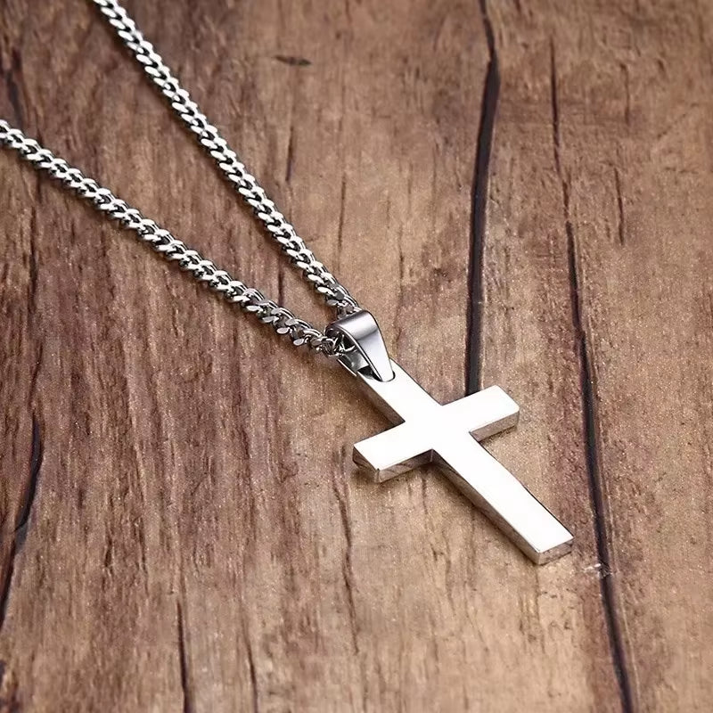 Fashion Cross Necklaces for Women Gold Silver Color Crucifix Pendant Chain Necklace Men Trendy Faith Prayer Jewelry