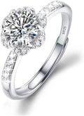 925Silver Moissanite Adjustable Engagement Ring, Promise Eternity Ring for Women,Wedding Rings,Jewelry Gift,Friendship Promise Fashion Jewelry Valentine Gifts for Women